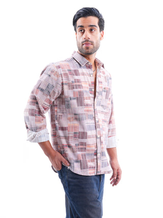 Amberglow Multi-colored Ribbed Casual Shirt