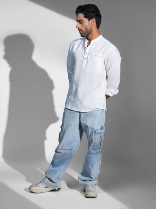 Brilliant White Iron-free Casual Kurta