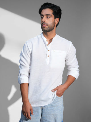 Brilliant White Iron-free Casual Kurta