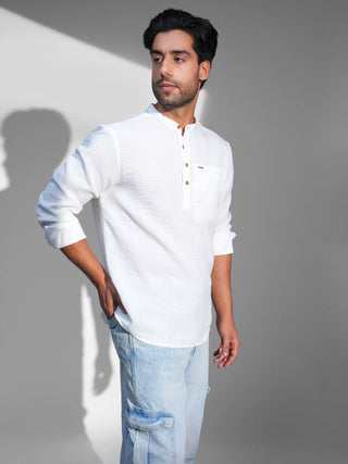 Brilliant White Iron-free Casual Kurta