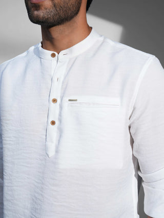 Brilliant White Iron-free Casual Kurta