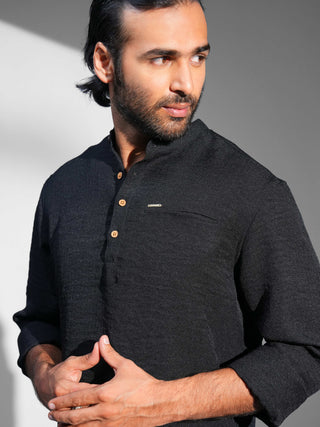 Caviar Black Iron-free Kurta