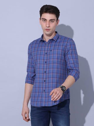 Blue Check Full Sleeve Casual Shirt shop online at Estilocus. • Full-sleeve check shirt with regular collar • Double button square cuff • Single pocket with logo embroidery • Curved hemline • Finest quality sewing • Machine wash care • Suitable to wear wi