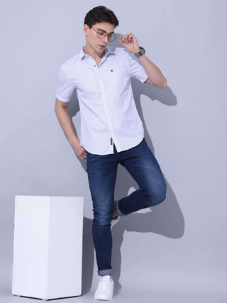 Blue Casual Half Sleeve Shirt shop online at Estilocus. • Half-sleeve printed shirt • Cut and sew placket • Regular collar • Single pocket with logo embroidery • Curved hemline • Finest quality sewing • Machine wash care • Suitable to wear with all types