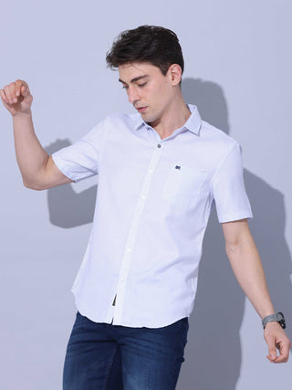 Blue Casual Half Sleeve Shirt shop online at Estilocus. • Half-sleeve printed shirt • Cut and sew placket • Regular collar • Single pocket with logo embroidery • Curved hemline • Finest quality sewing • Machine wash care • Suitable to wear with all types