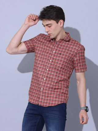 Bricks Check Casual Half Sleeve Shirt shop online at Estilocus. • Half-sleeve check shirt • Cut and sew placket • Regular collar • Single pocket with logo embroidery • Curved hemline • Finest quality sewing • Machine wash care • Suitable to wear with all