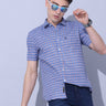 Blue Check Casual half sleeve Shirt shop online at Estilocus. • This blue checkered full sleeve shirt is a perfect addition to any man's wardrobe • Cut and sew placket • Regular collar • Single pocket with logo embroidery • Curved hemline • Finest quality