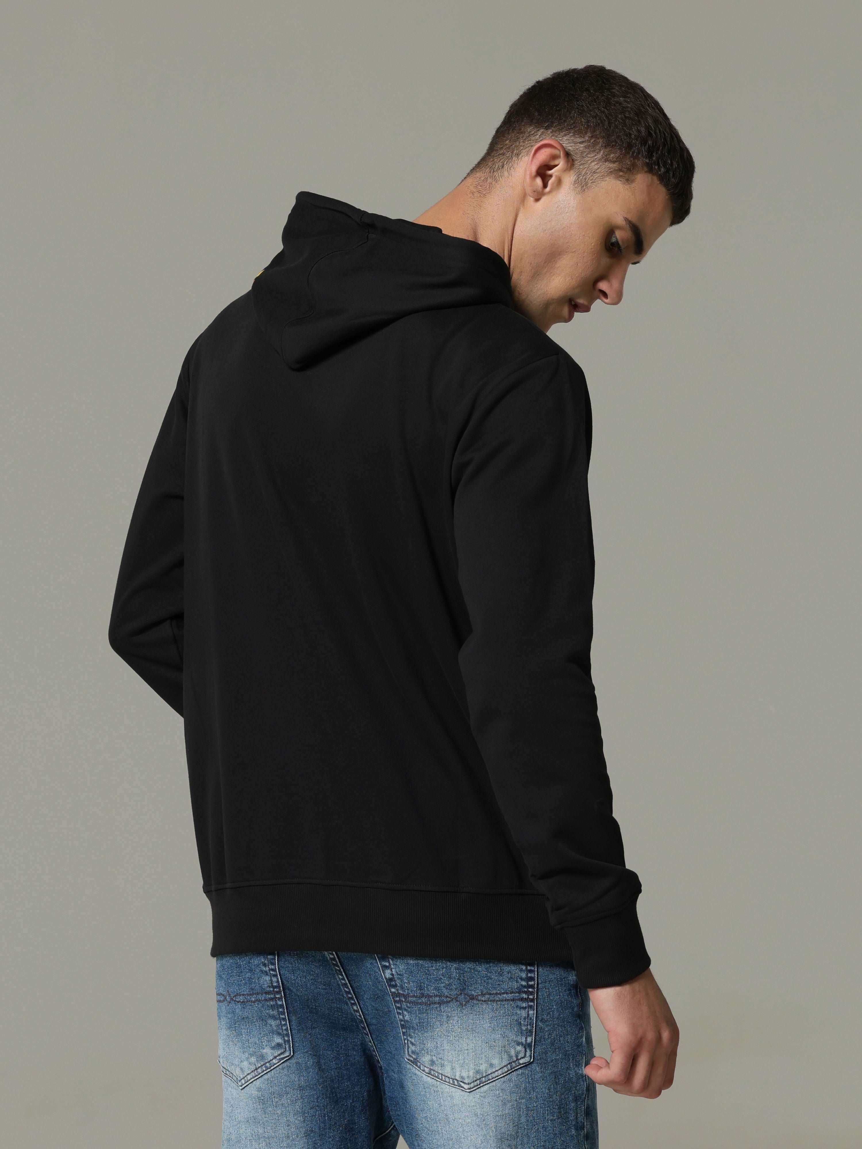 Black Hooded Neck With Drawstring