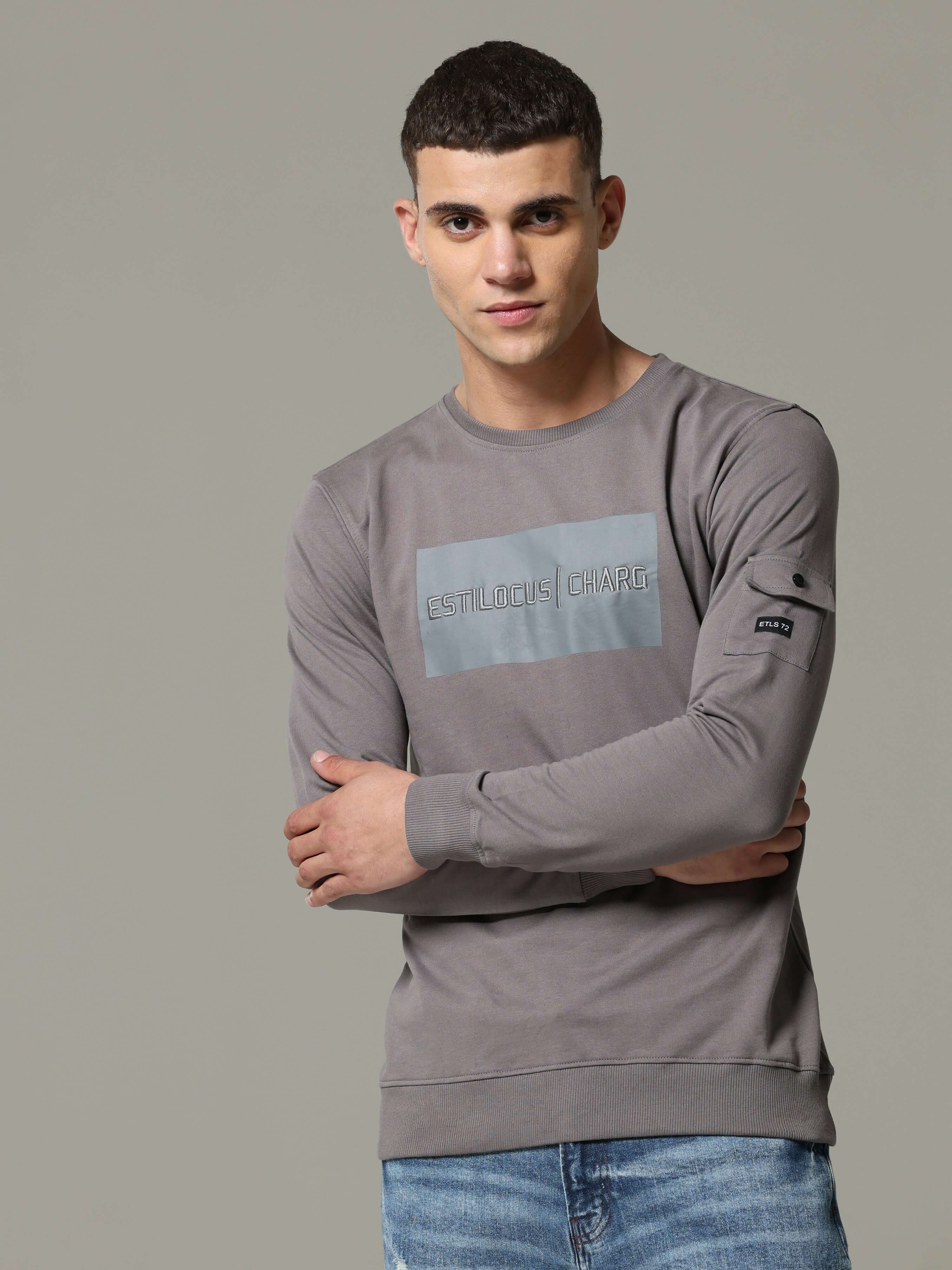 Charg Cargo Steel Grey Sweat Shirt_ SweatShirt_ estilocus
