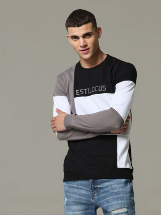 Patterned Crew Neck Black Sweat Shirt shop online at Estilocus. • Crew neck • Long sleeve • Ribbing around neckline, Cuff & hem • High quality print and fine embroidery Fit : Comfort fit Size : The model is wearing M size Model height : 6 Feet Wash care :