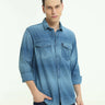 Indigo colored Stripe double pocket shirt_ Casual Shirt_ estilocus