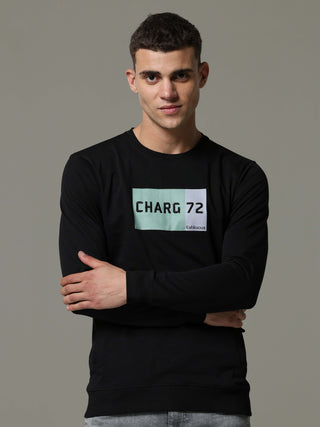 Charg Black Sweat Shirt shop online at Estilocus. • Crew neck• Long sleeve• Ribbing around neckline, Cuff & hem• High quality print and fine embroidery Fit : Comfort fit Size : The model is wearing M size Model height : 6 Feet Wash care : Cold machine was