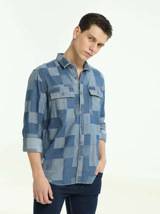 LS Denim multi blocked check shirt shop online at Estilocus. 100% Cotton • Full-sleeve check shirt• Cut and sew placket• Regular collar• Double button edge cuff • Double pocket with flap • Curved bottom hemline . • All double needle construction, finest q