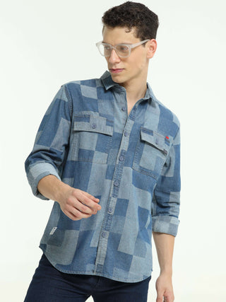 LS Denim multi blocked check shirt shop online at Estilocus. 100% Cotton • Full-sleeve check shirt• Cut and sew placket• Regular collar• Double button edge cuff • Double pocket with flap • Curved bottom hemline . • All double needle construction, finest q