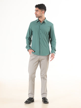 Light Green Solid Full Sleeve Shirt - Men's Semi Casual