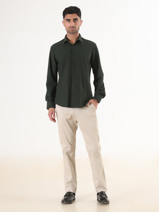 Dark Green Full Sleeve Shirt - Men's Semi Casual