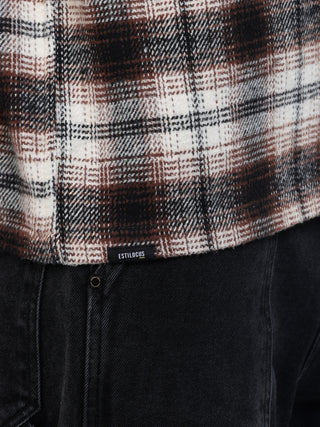 Black & Brown Brushed-Cotton Checks Shacket