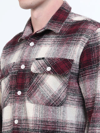 Pink & White Brushed-Cotton Checks Shacket