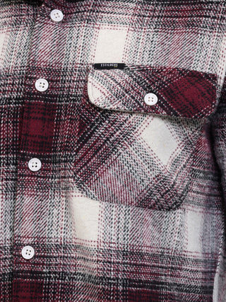 Pink & White Brushed-Cotton Checks Shacket