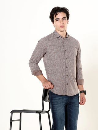 Mocha Brown Printed Casual Shirt