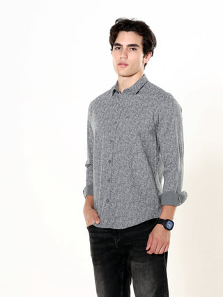 Ashen Aura Grey Printed Casual Shirt