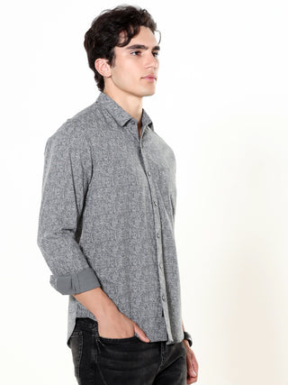 Ashen Aura Grey Printed Casual Shirt