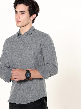 Ashen Aura Grey Printed Casual Shirt