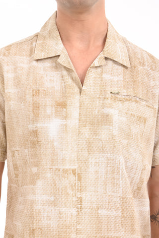 Rich Gold Printed Kurta Style Shirt