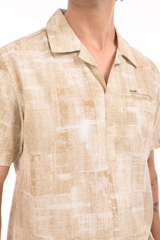 Rich Gold Printed Kurta Style Shirt