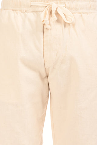 Off White Linen Blend Straight Fit Trousers