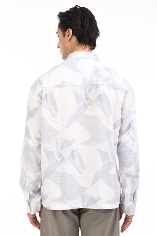 Celestial Tide Blue Oversized Printed Shirt