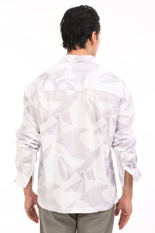 Celestial Tide Grey Oversized Printed Shirt