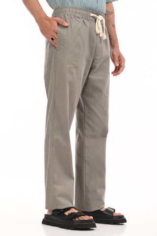 Carbon Grey Linen Blend Straight Fit Trousers