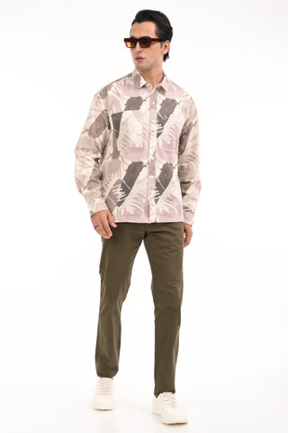 Dusk Terrain Printed Cotton Oversized Shirt