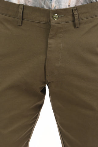 Olive Green Slim Fit Cotton Chinos