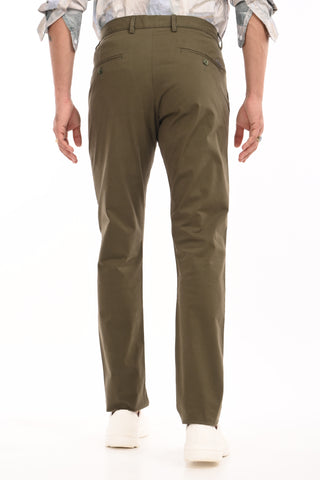 Olive Green Slim Fit Cotton Chinos