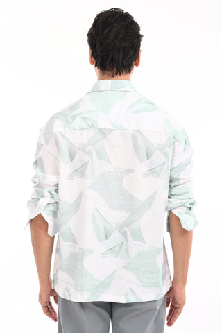 Celestial Tide Green Oversized Printed Shirt