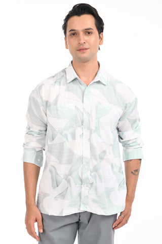 Celestial Tide Green Oversized Printed Shirt