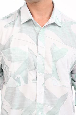 Celestial Tide Green Oversized Printed Shirt