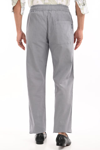 Mirage Grey Linen Blend Straight Fit Trousers