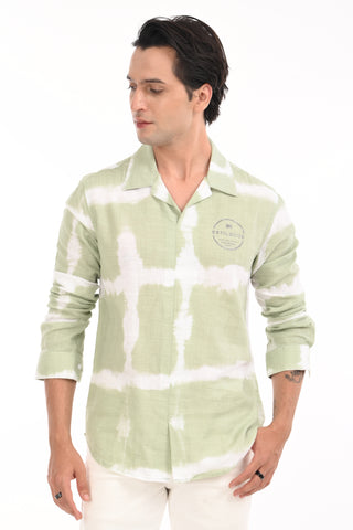 Flash Green Printed Kurta Style Shirt