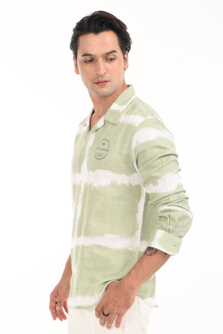 Flash Green Printed Kurta Style Shirt