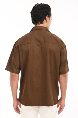 Ember Brown Textured Oversized Shirt