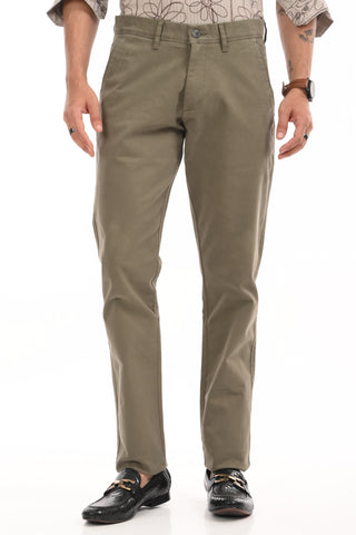 Olive Green Slim Fit Cotton Chinos