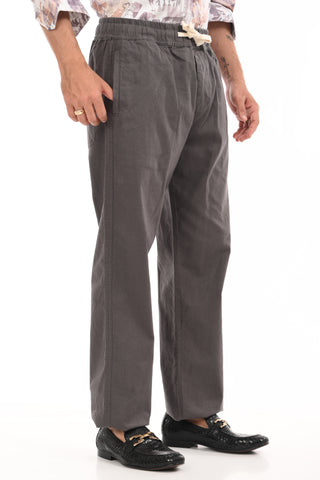 Olive Green Linen Blend Straight Fit Trouser