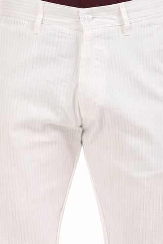 White Slim Fit Cotton Striped Chinos