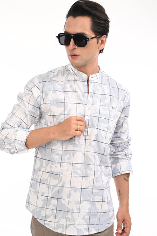 Sky Blue Textured Short Kurta