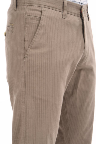 Grey Slim Fit Cotton Striped Chinos