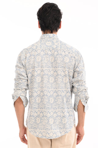 Blue Mirage Printed Cotton Shirt