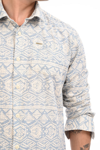 Blue Mirage Printed Cotton Shirt